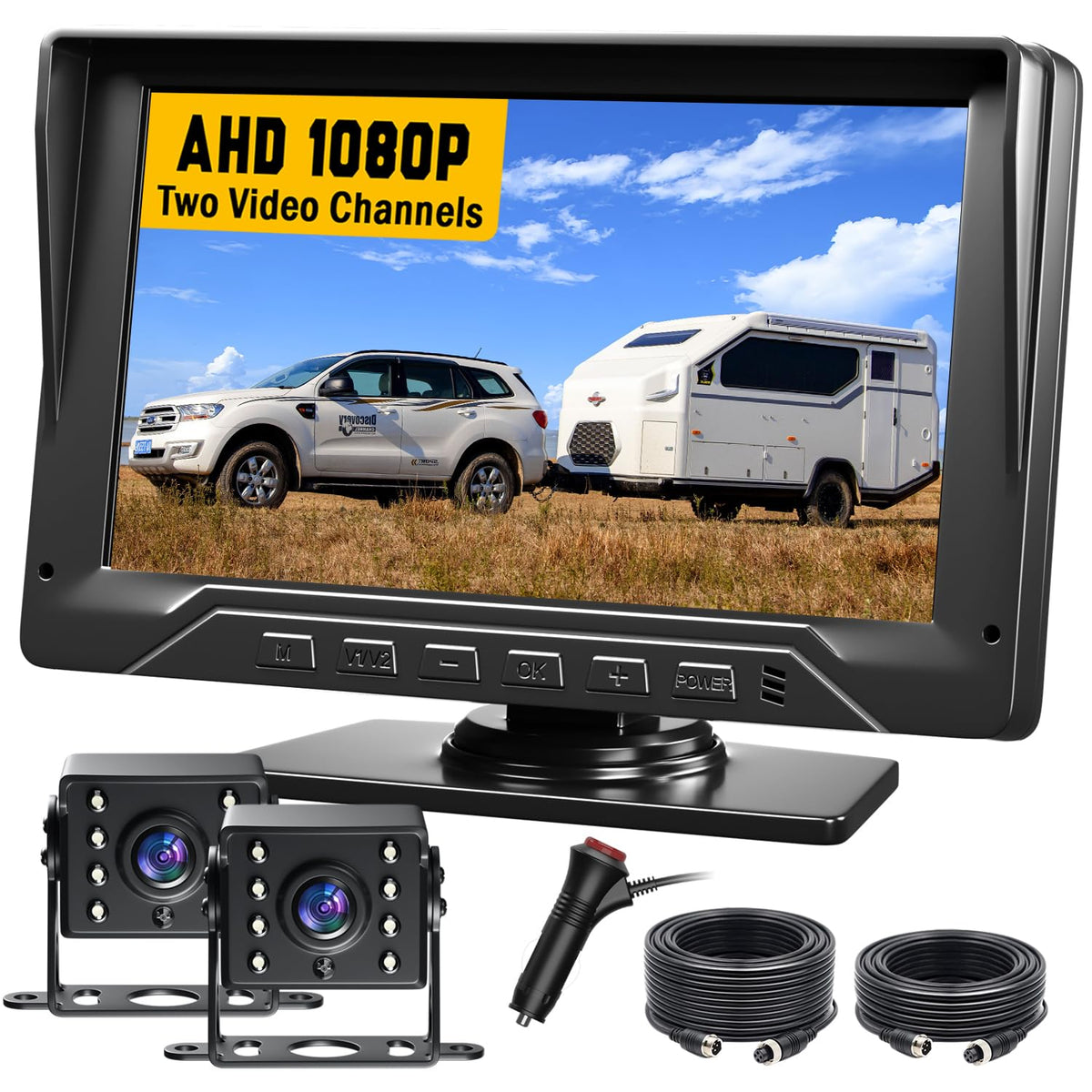 7'' Wired Dual RV Backup Camera System 1080P HD U790