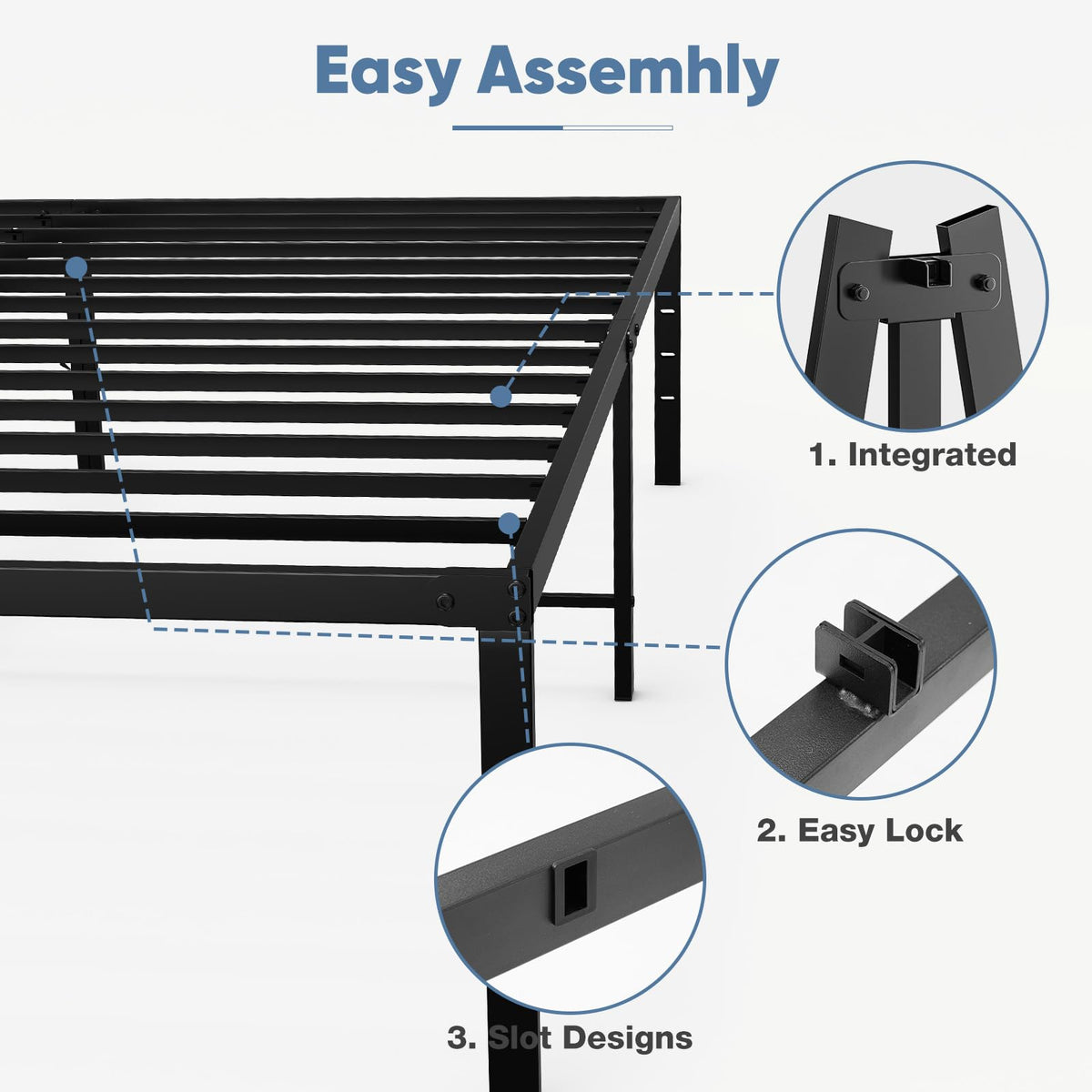 Queen 18 Inch Metal Platform Bed Frame K593