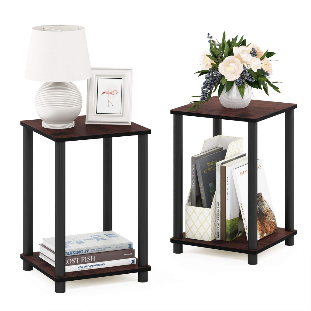 Set of 2 Dark Cherry Black End Table W362