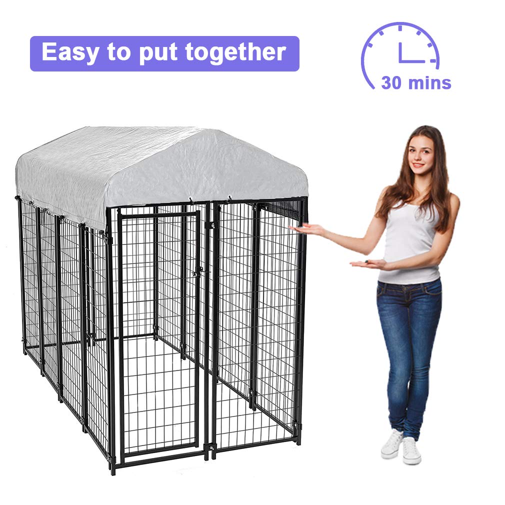 8'x4'x6' Heavy Duty Galvanized Metal Dog Kennel Z315