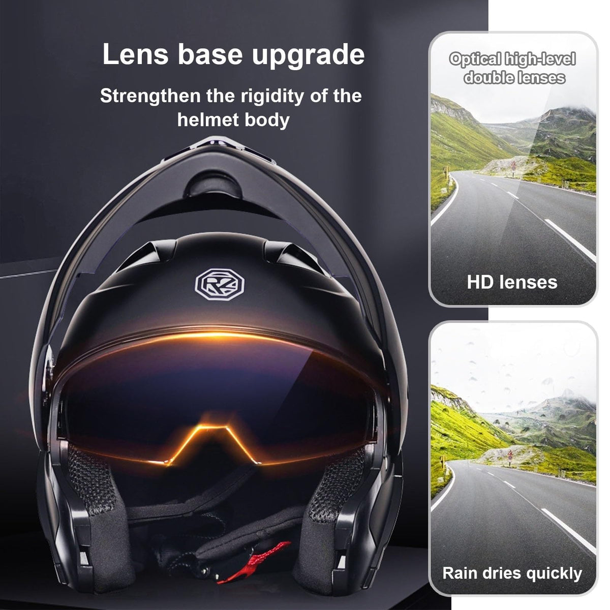 Flip-Up Motorcycle Helmet DOT Certified Dual-Lens M857815