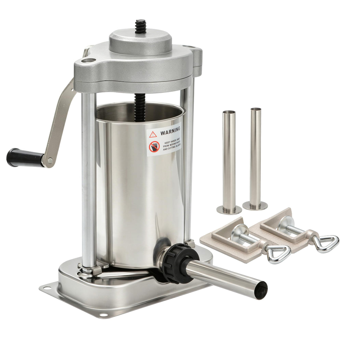 5lb Stainless Steel Sausage Stuffer with 3 Stuffing Tubes O6163