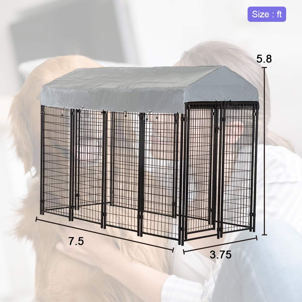 8'x4'x6' Heavy Duty Galvanized Metal Dog Kennel Z315