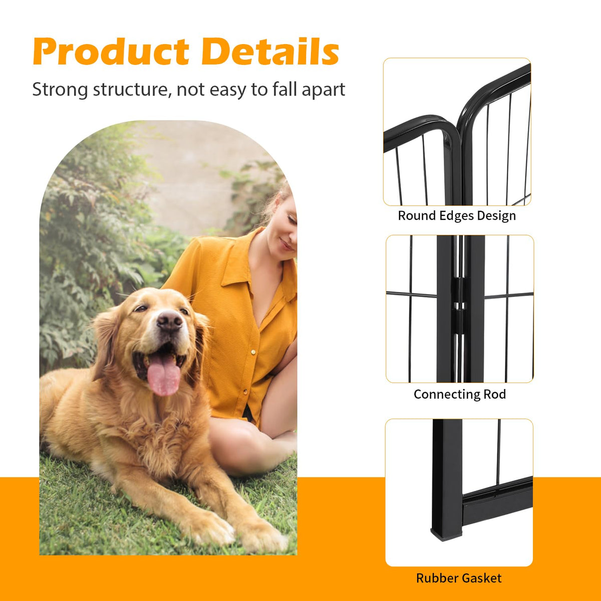 16 Panel 24 Inch Black Metal Dog Playpen G287475