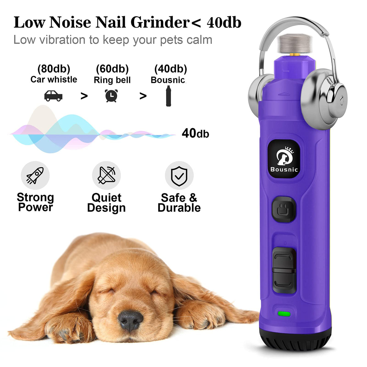 2-Speed Electric Dog Nail Grinder with 2 LED Light H4144