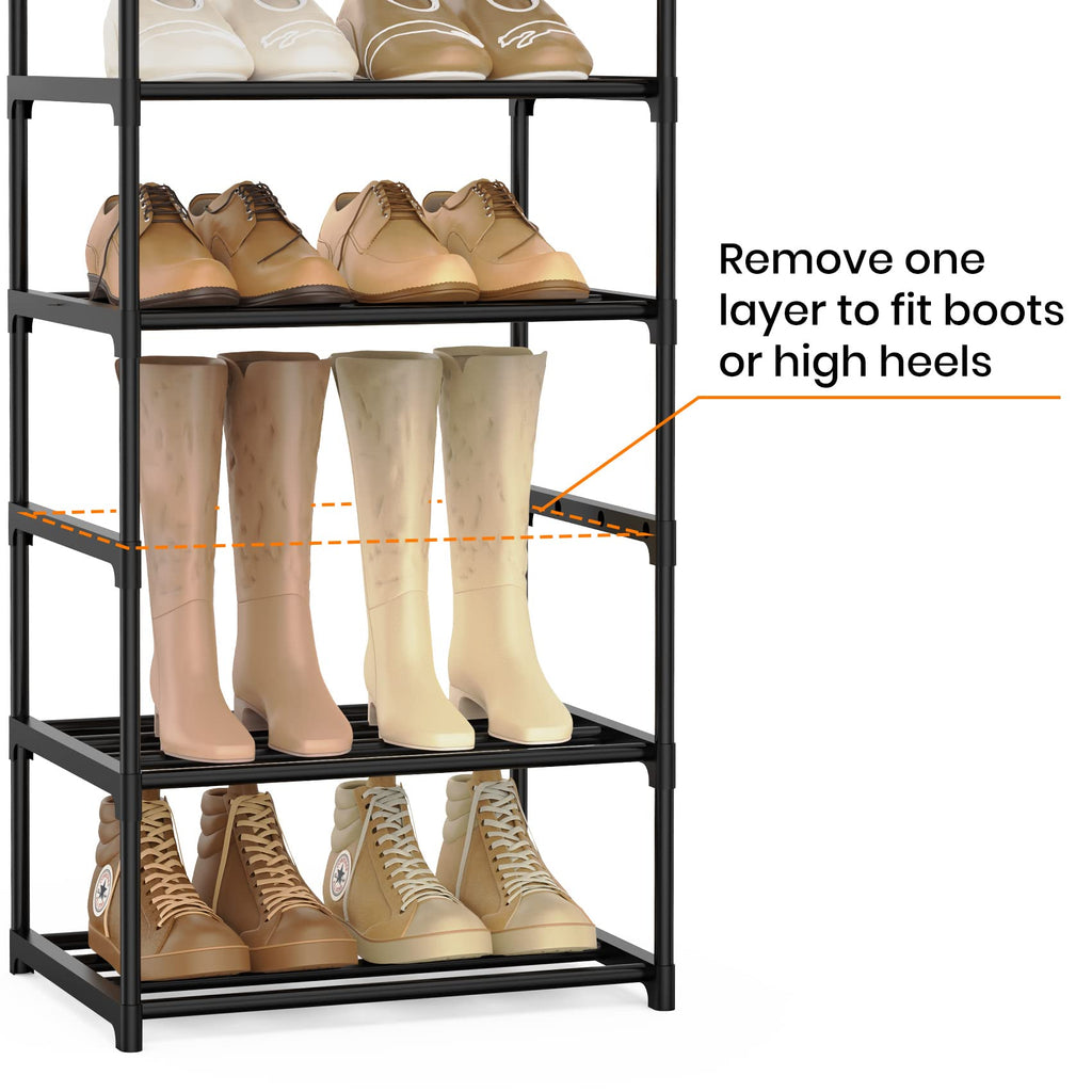 Black 10 Tiers Narrow Shoe Rack F7923