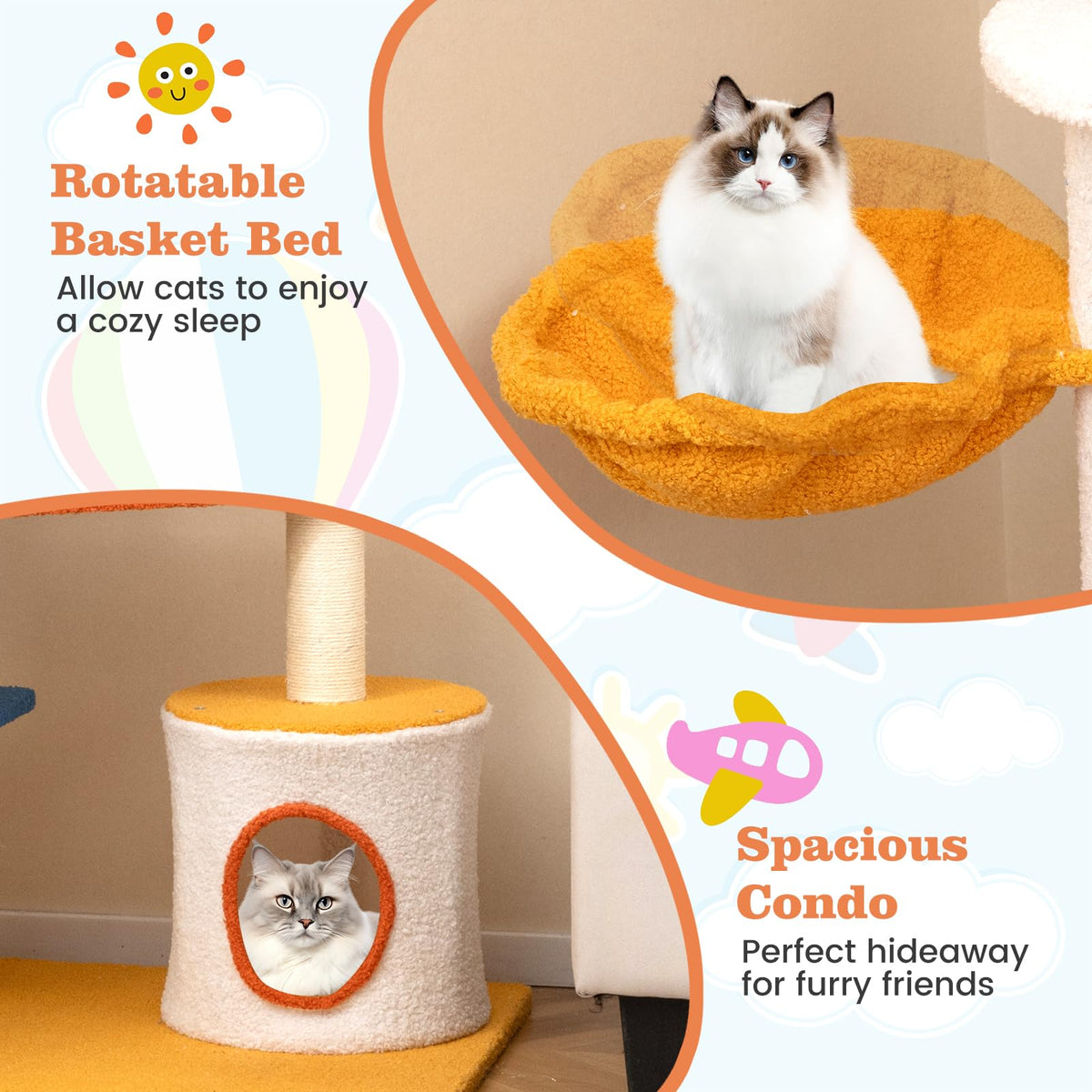 70 inch Multi-Level Cat Tree Tower with Scratching Posts D759