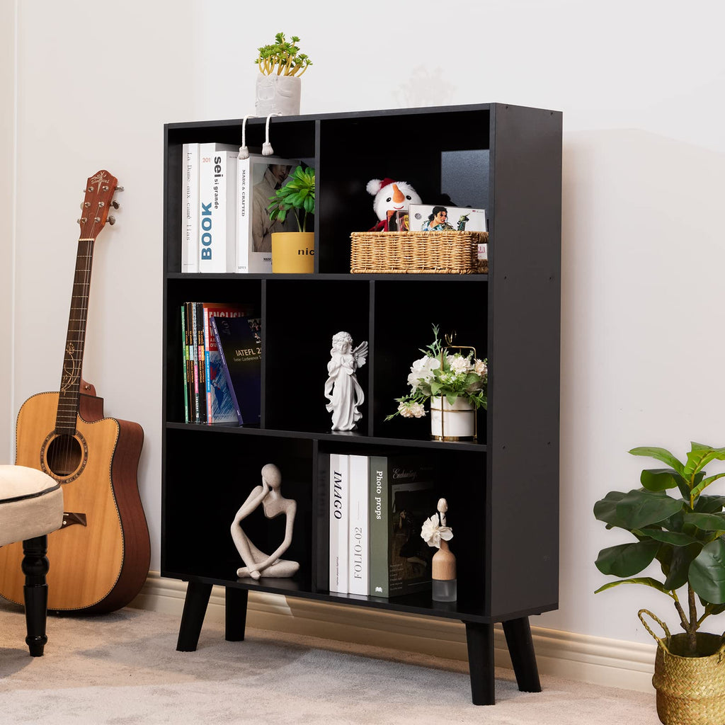 Black 3 Tier Wood Bookshelf H50093