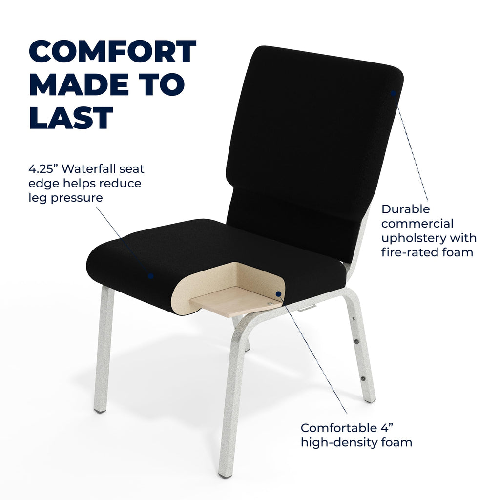 4 Pack Black Fabric Stacking Church Chair B649