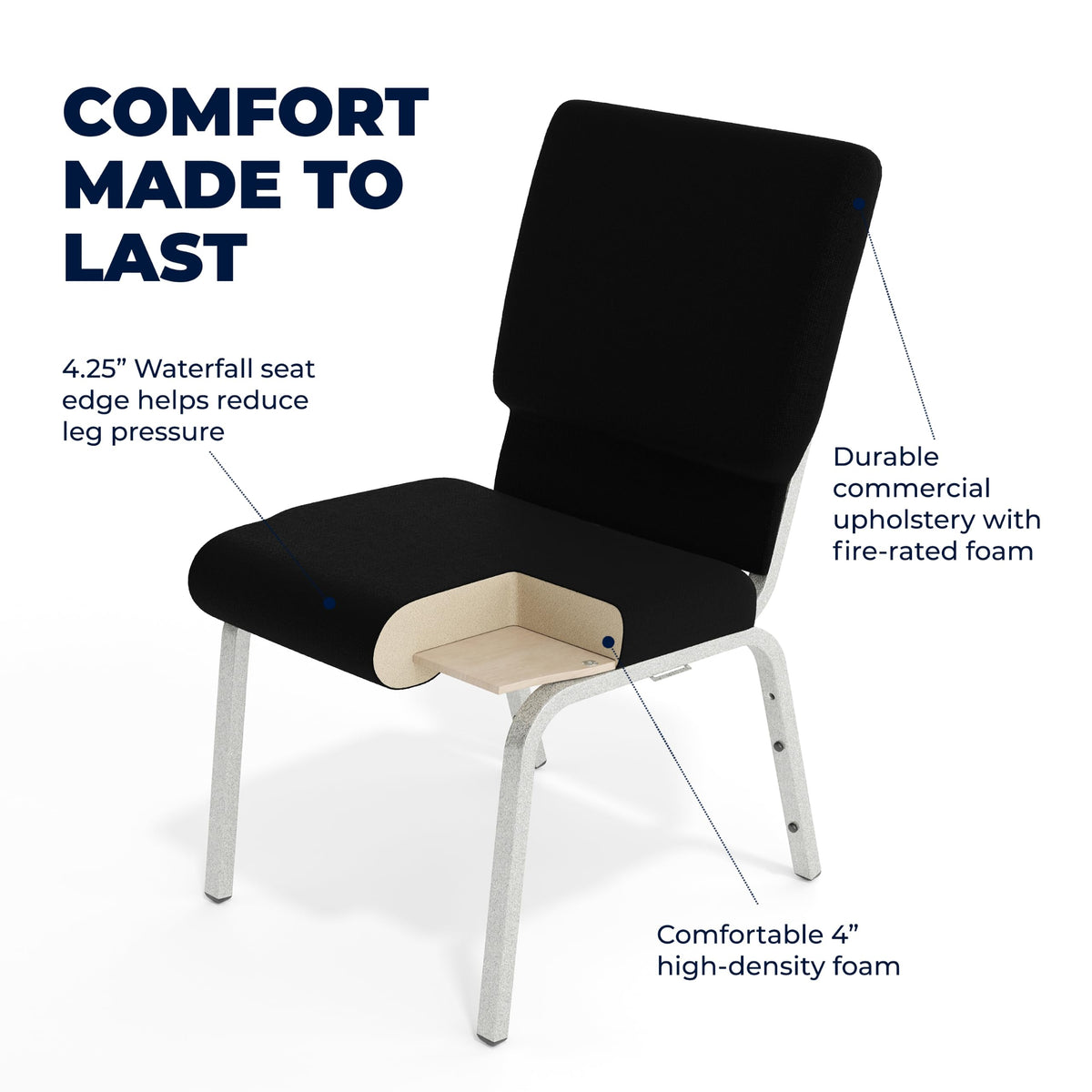 4 Pack Black Fabric Stacking Church Chair B649