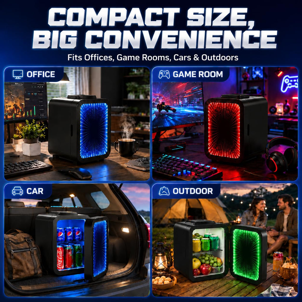 Mini Fridge with 7 Gaming Lights Modes U95548