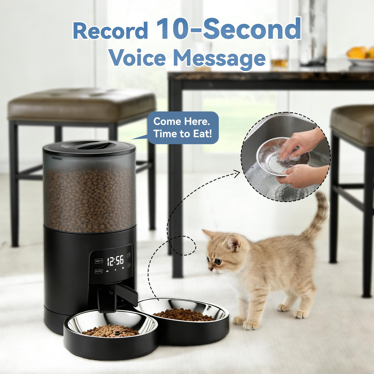 Automatic Cat Feeder 6L Black L91237