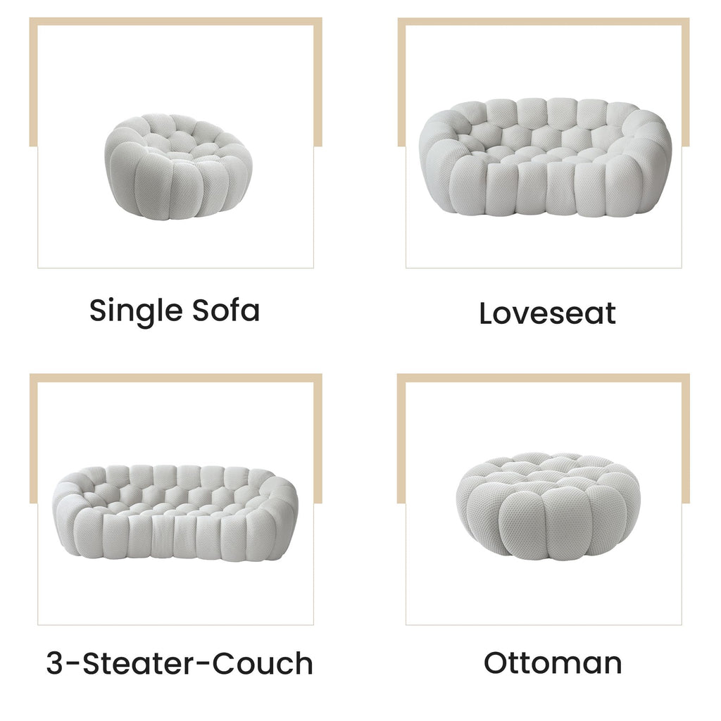 Light Gray Curved Upholstered Sofa F80935