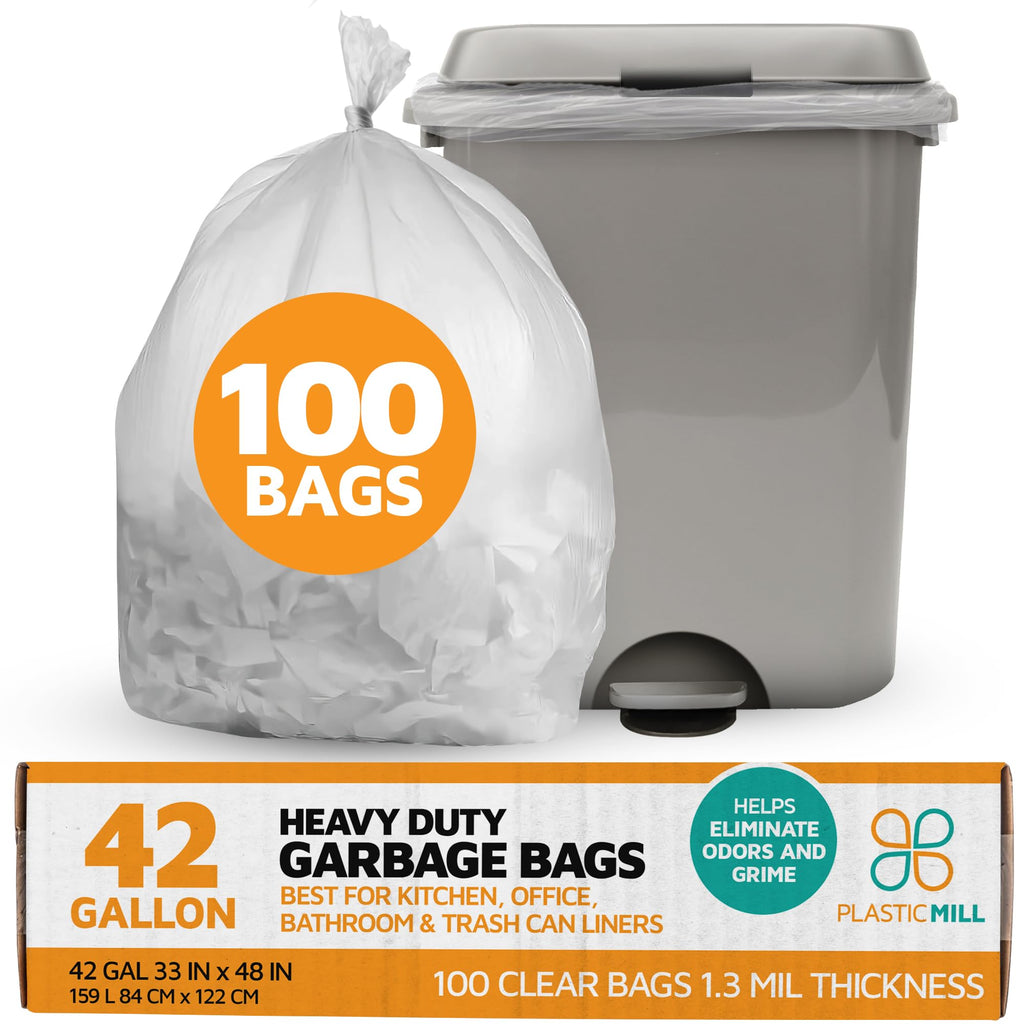 42-Gallon 3 Mil Clear 100-Count Contractor Bags T586498