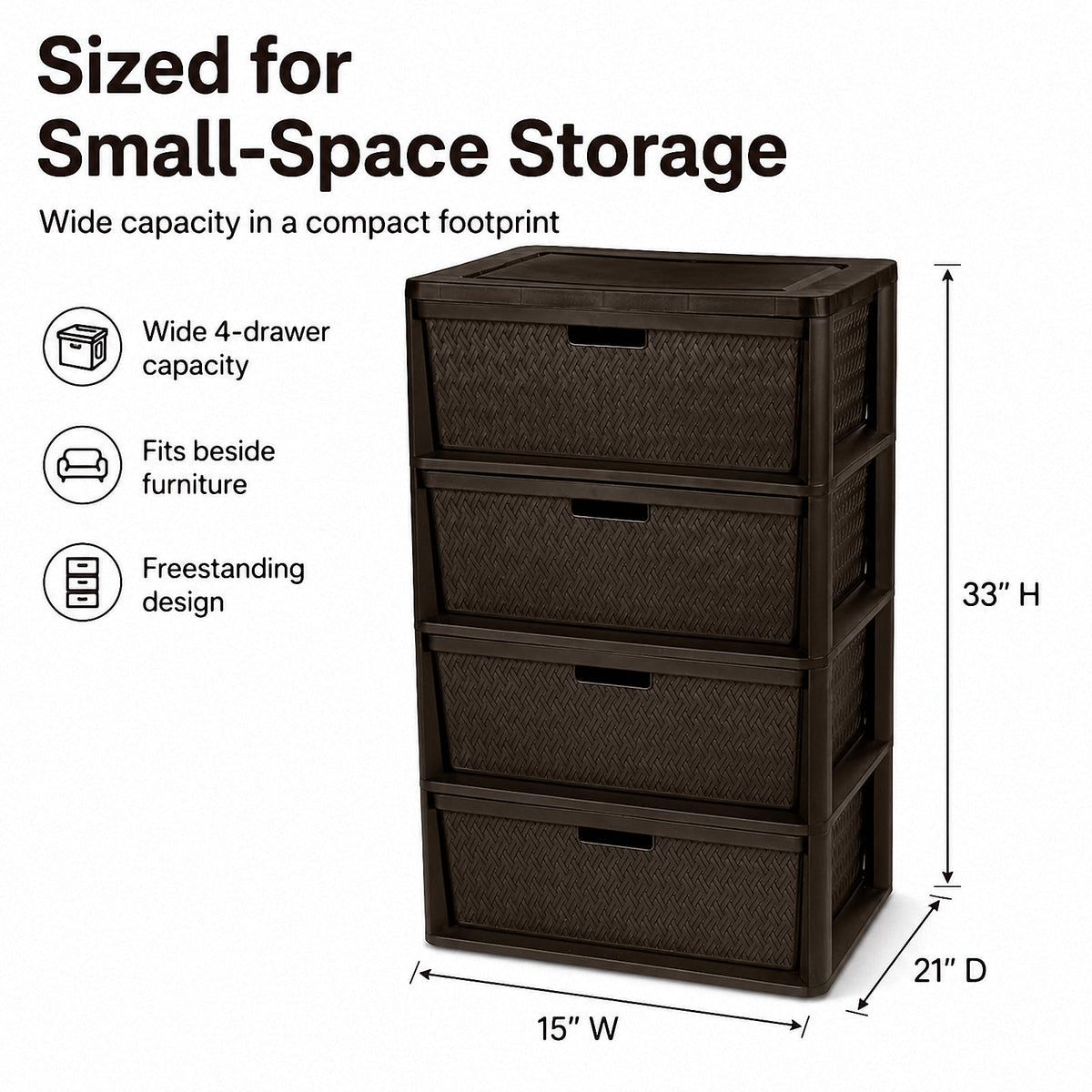 4 Drawer Brown Plastic Storage Tower N68664
