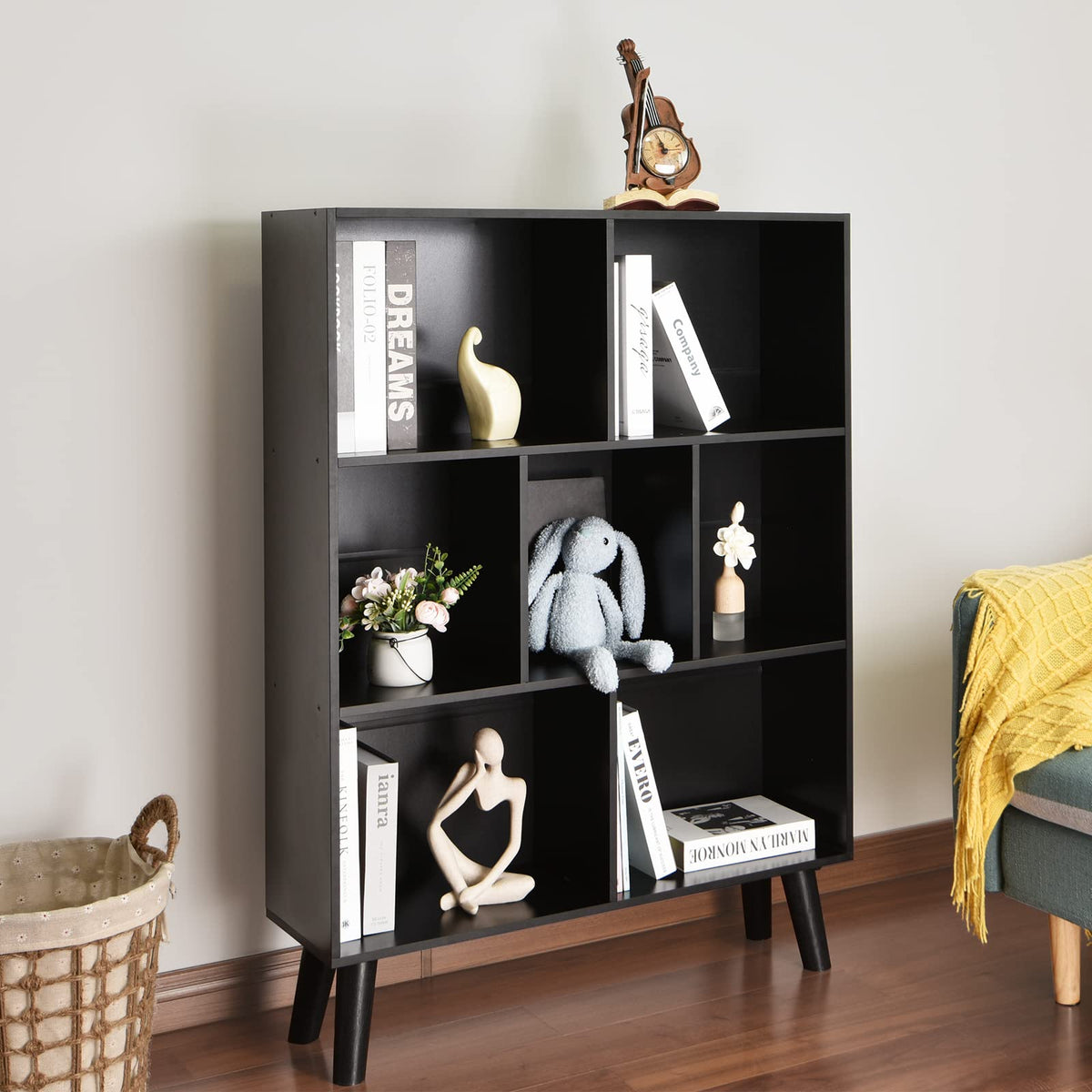Black 3 Tier Wood Bookshelf H50093