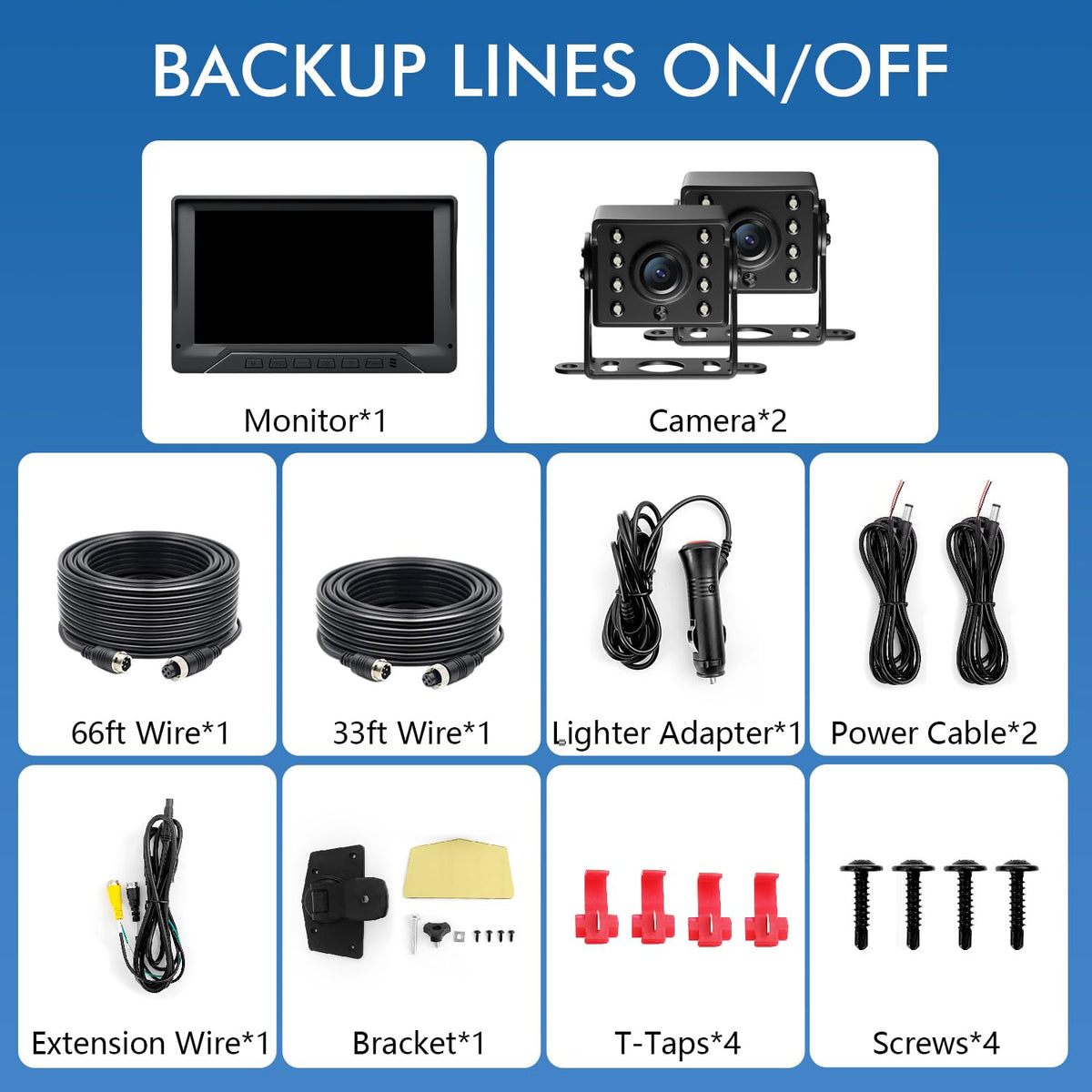 7'' Wired Dual RV Backup Camera System 1080P HD U790