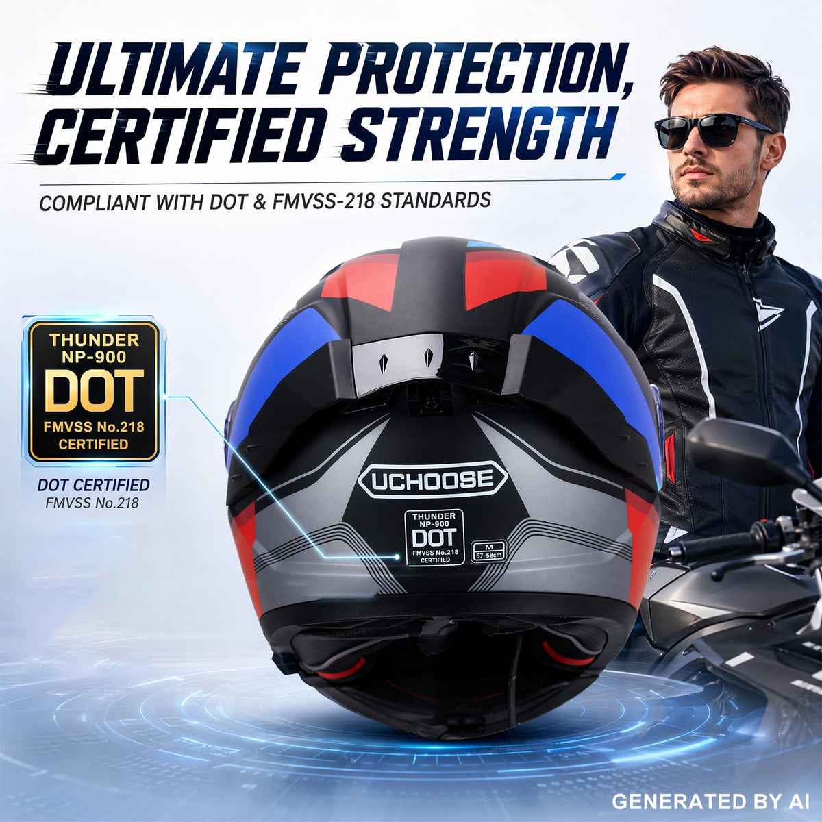 Heavy Duty Flip Up Modular Motorcycle Helmet H816