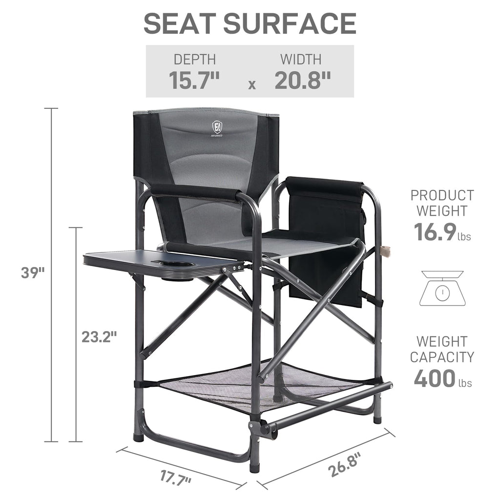 Medium Tall Directors Chair with Side Table Grey A441974