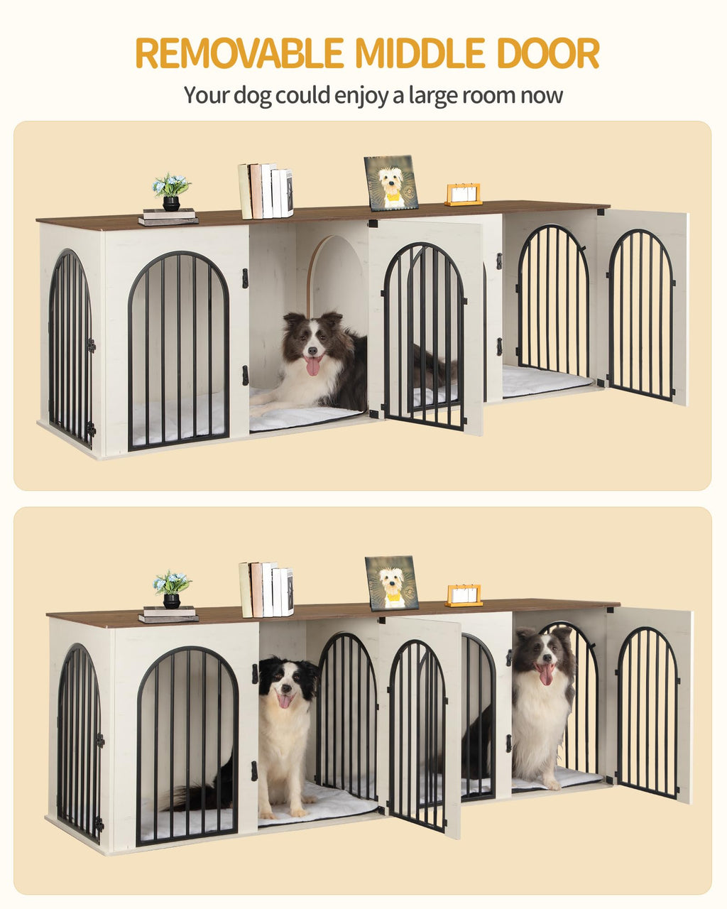 Double Dog Crate Furniture with Cushion F67620