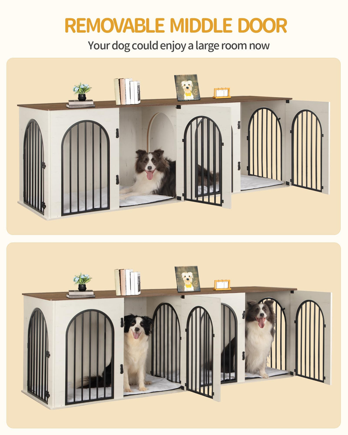 Double Dog Crate Furniture with Cushion F67620