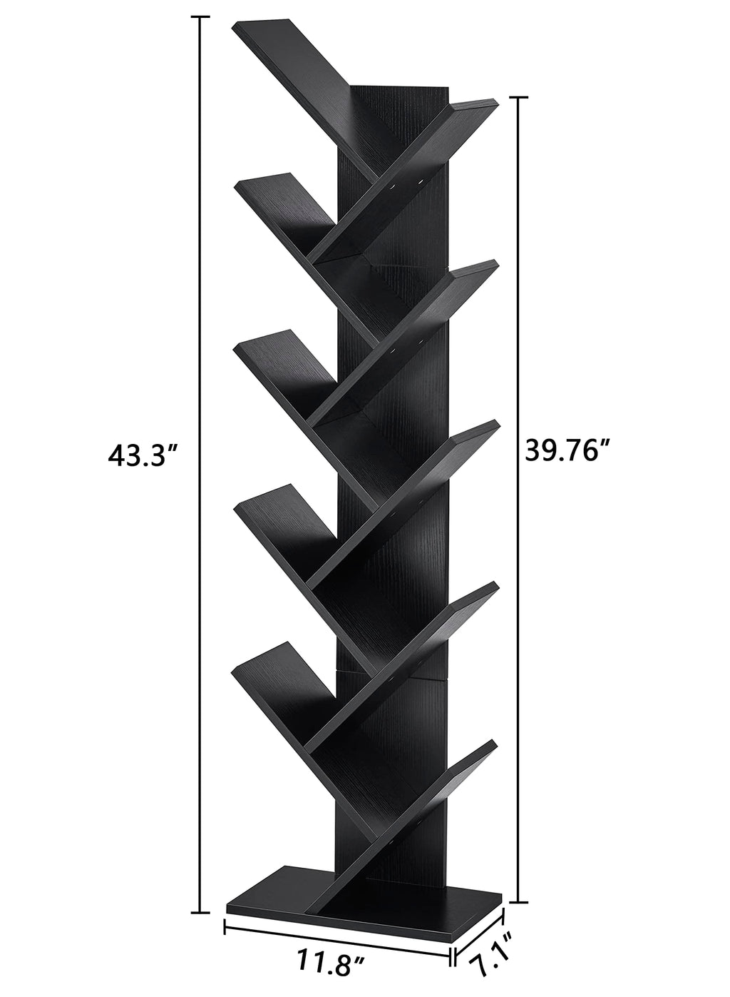 10 Tier Black Tree Bookshelf K717