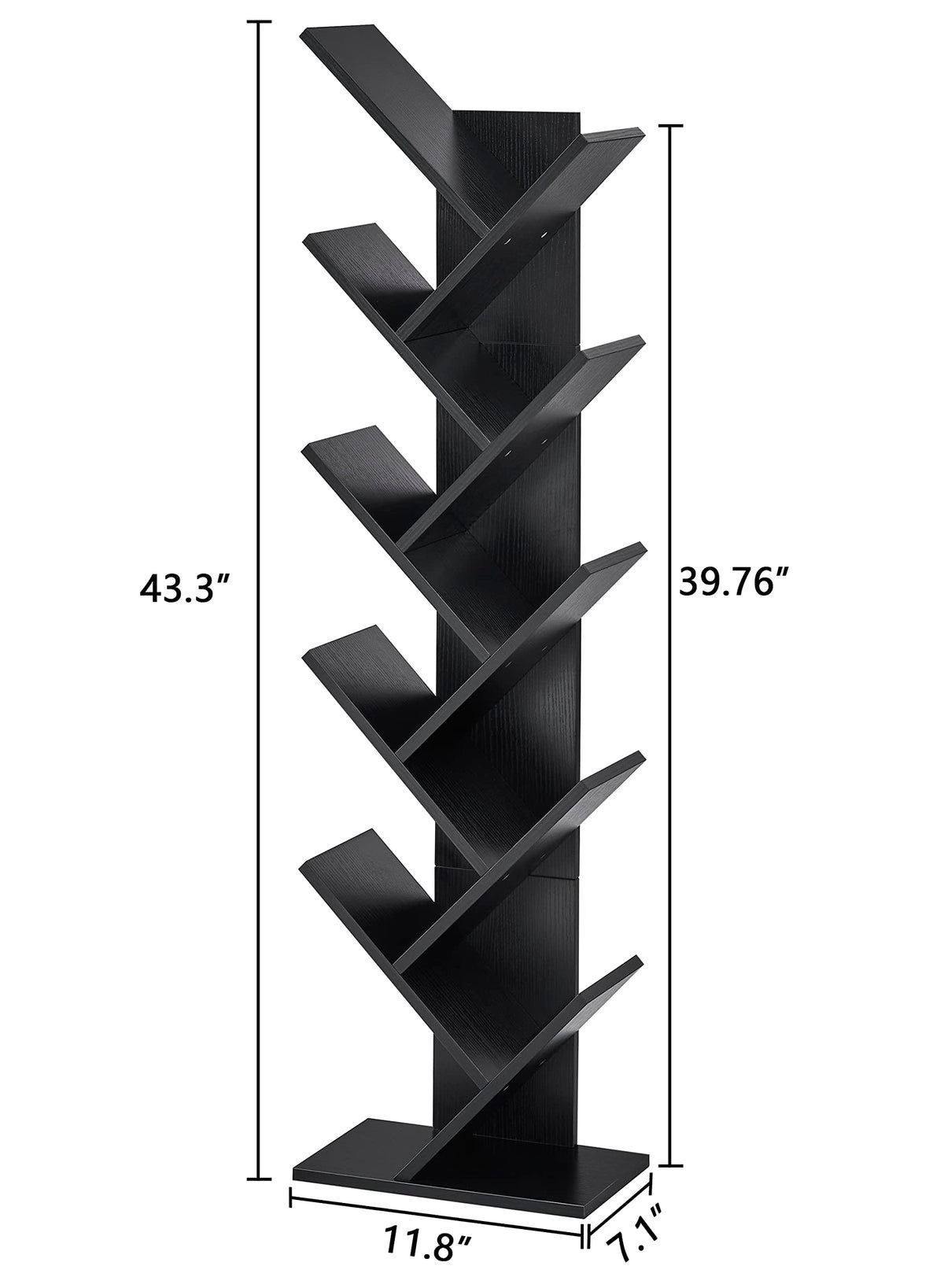 10 Tier Black Tree Bookshelf K717