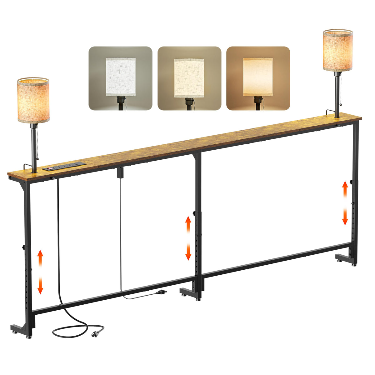 78.8" Long Sofa Table with Lights & Charging Station B199519