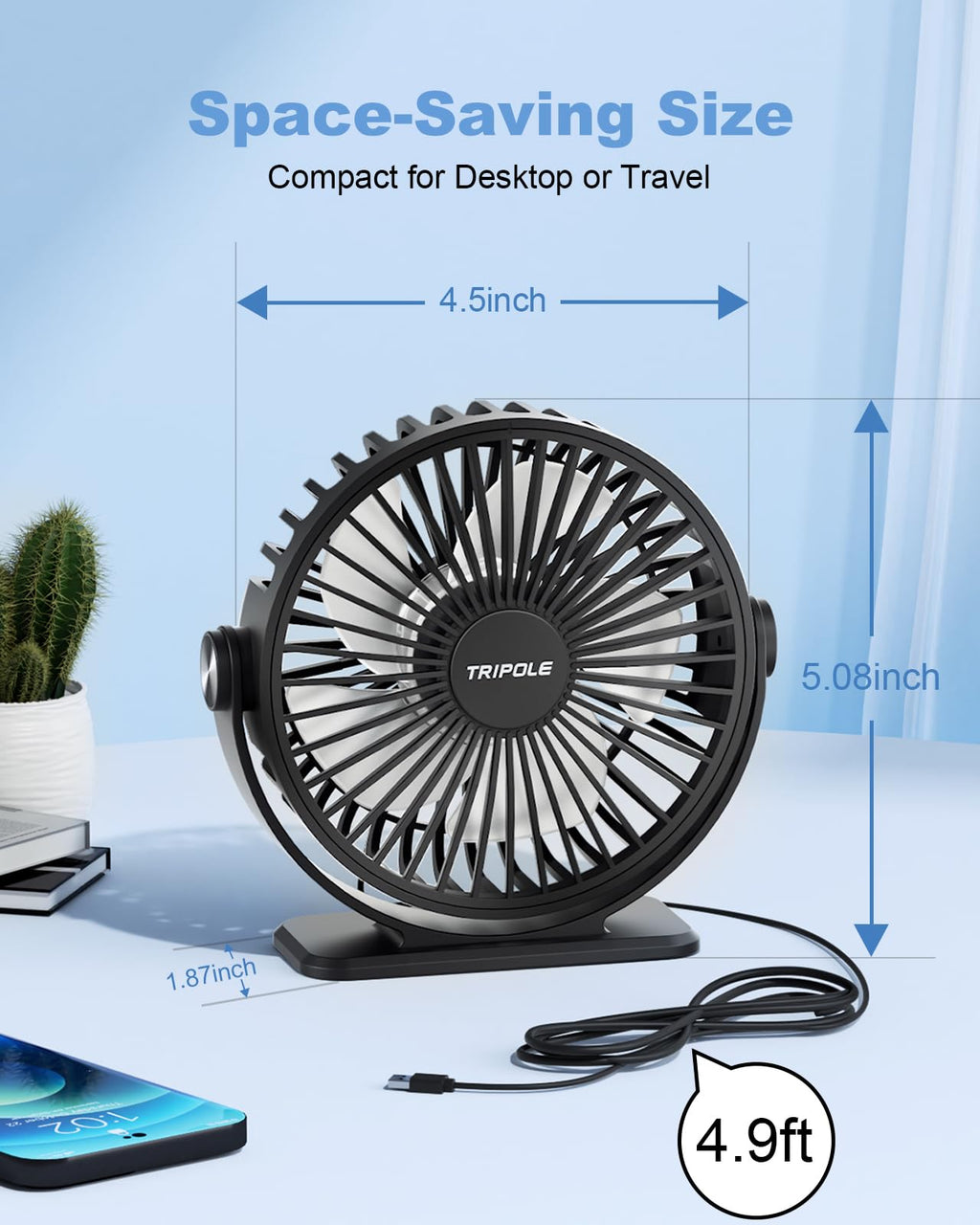 Black 2 Pack USB Powered Mini Desk Fan Z949