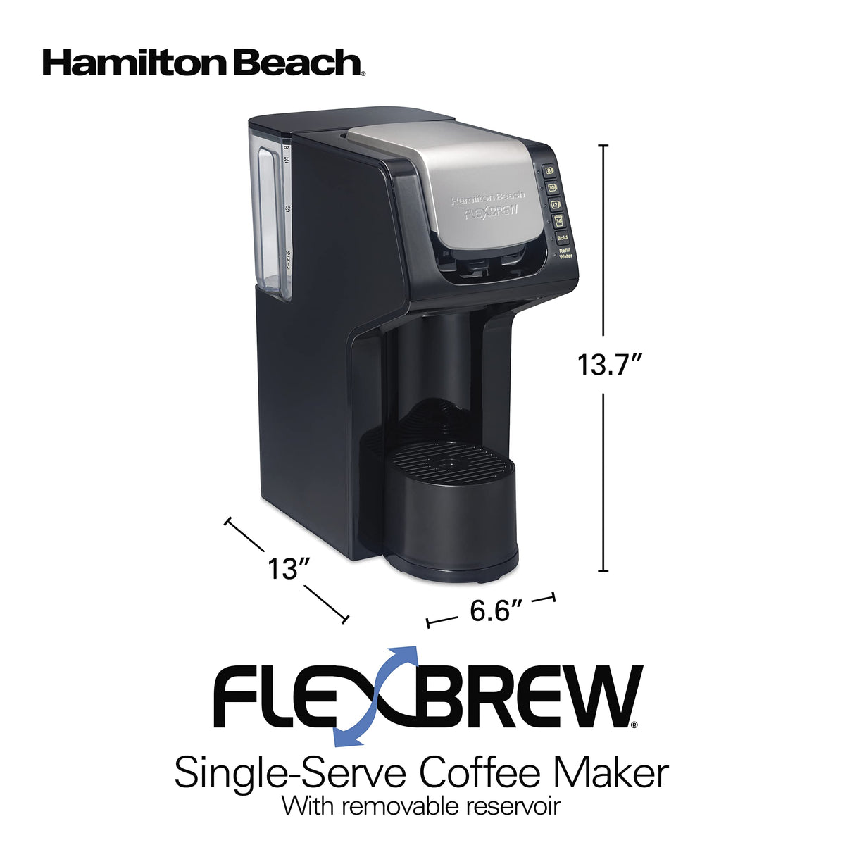 Single-Serve Coffee Maker with Removable Reservoir, Black X613