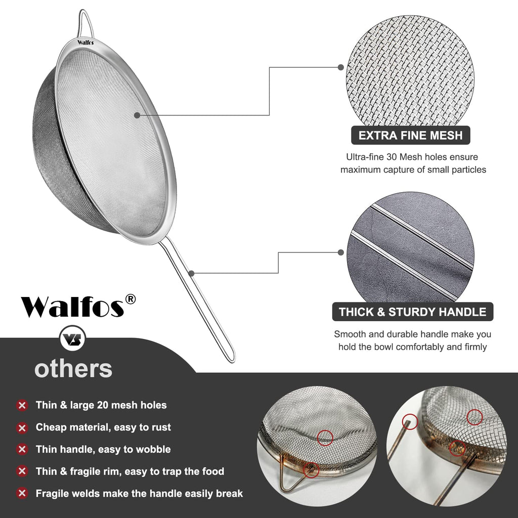 Large Fine Mesh Stainless Steel Strainer Set of 2 L54546