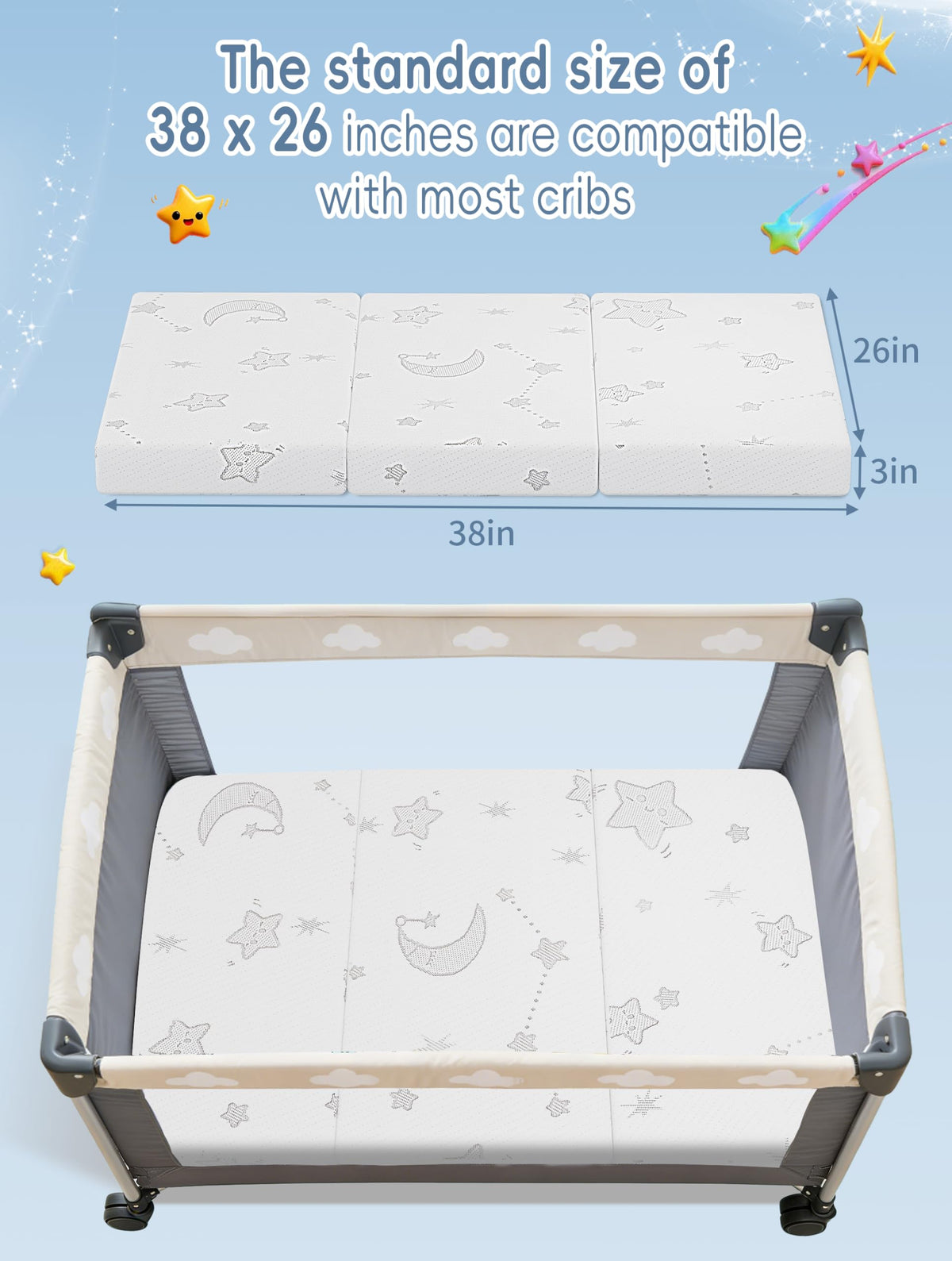 Portable Pack and Play Mattress with Washable Cover I371590