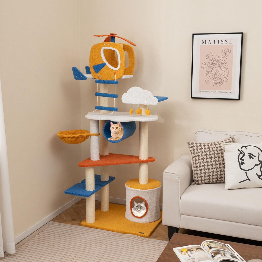 70 inch Multi-Level Cat Tree Tower with Scratching Posts D759