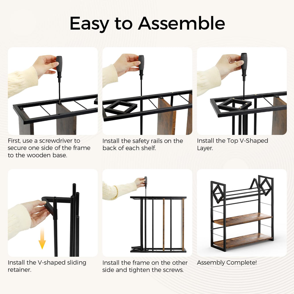 3-Tier Wooden and Metal CD Storage Rack U262363