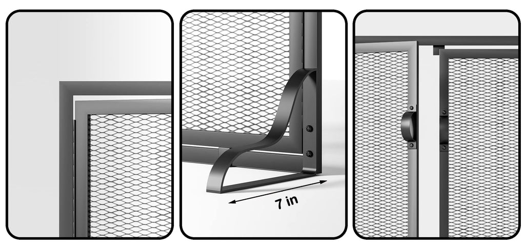 37.8x30.7 in Black Wrought Iron Fireplace Screen T8375