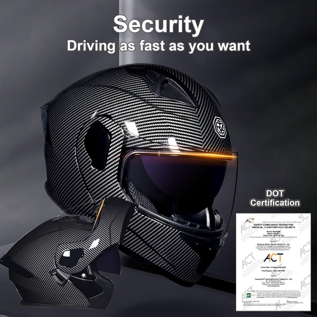 Flip-Up Motorcycle Helmet DOT Certified Dual-Lens M857815