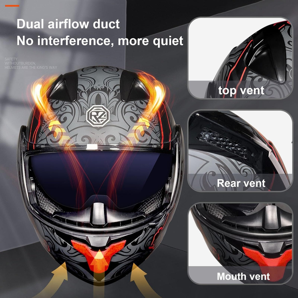 Flip-Up Motorcycle Helmet DOT Certified Dual-Lens M857815