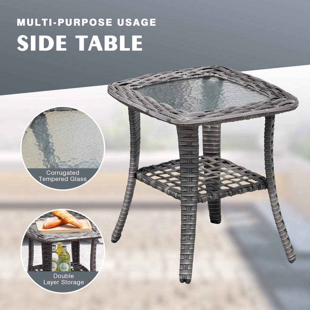 6 Piece Wicker Patio Furniture Set with Fire Pit Table W35914