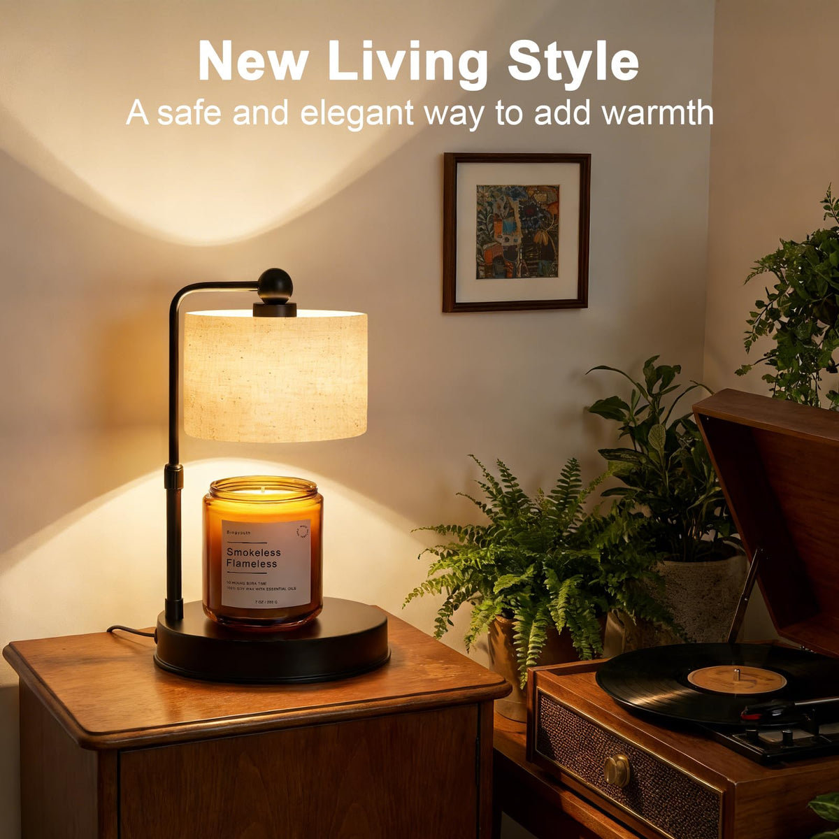 Black Dimmable Candle Warmer Lamp with Timer O53323
