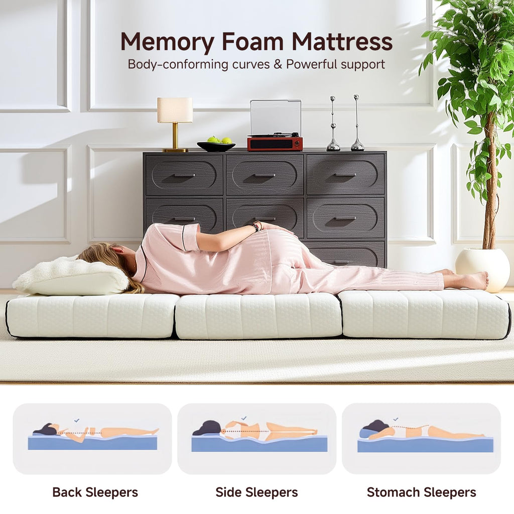 King Tri-Fold Memory Foam Mattress with Washable Cover S790