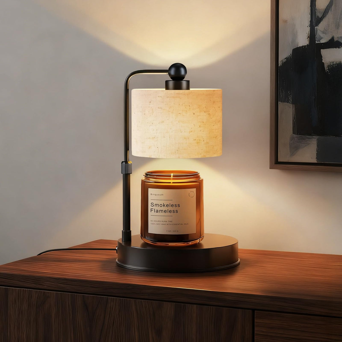 Black Dimmable Candle Warmer Lamp with Timer O53323