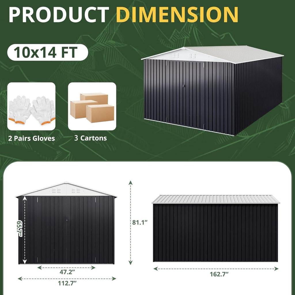 10x14 FT Metal Garden Storage Shed W140