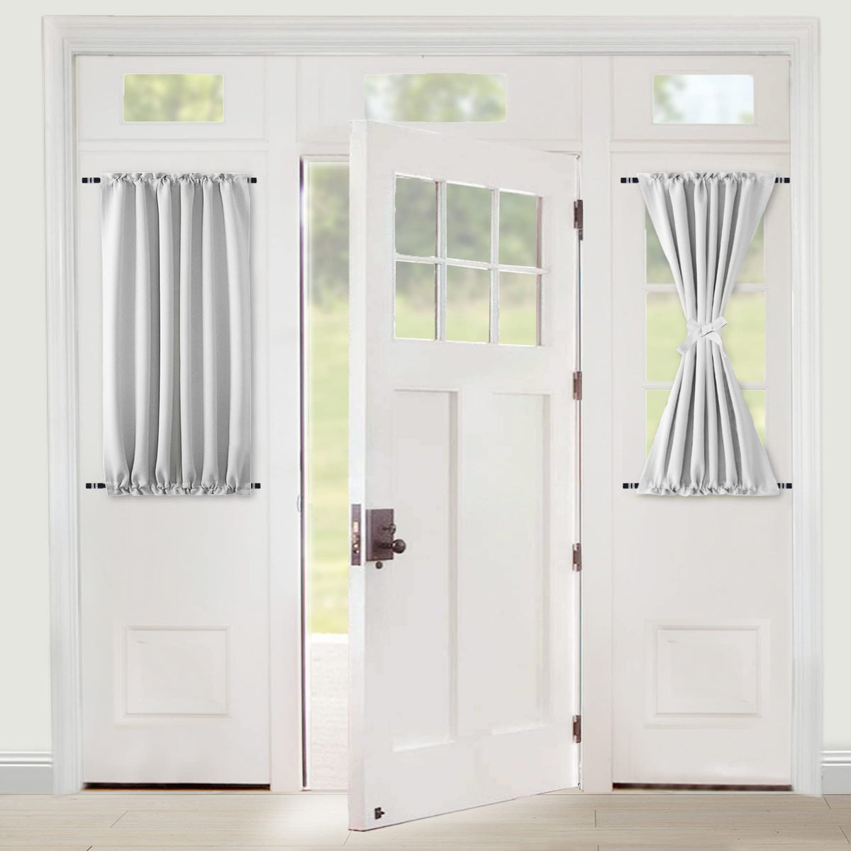 Door Curtains, Thermal and Room Darkening Curtains, Rod Pocket Blackout Curtains, 25 x 40 inches, Greyish White, 1 Panel G211