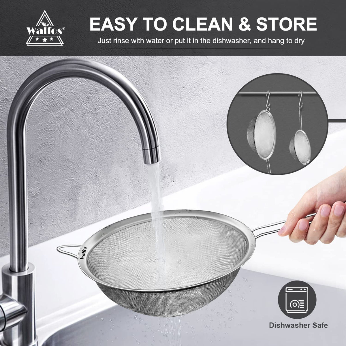 Large Fine Mesh Stainless Steel Strainer Set of 2 L54546