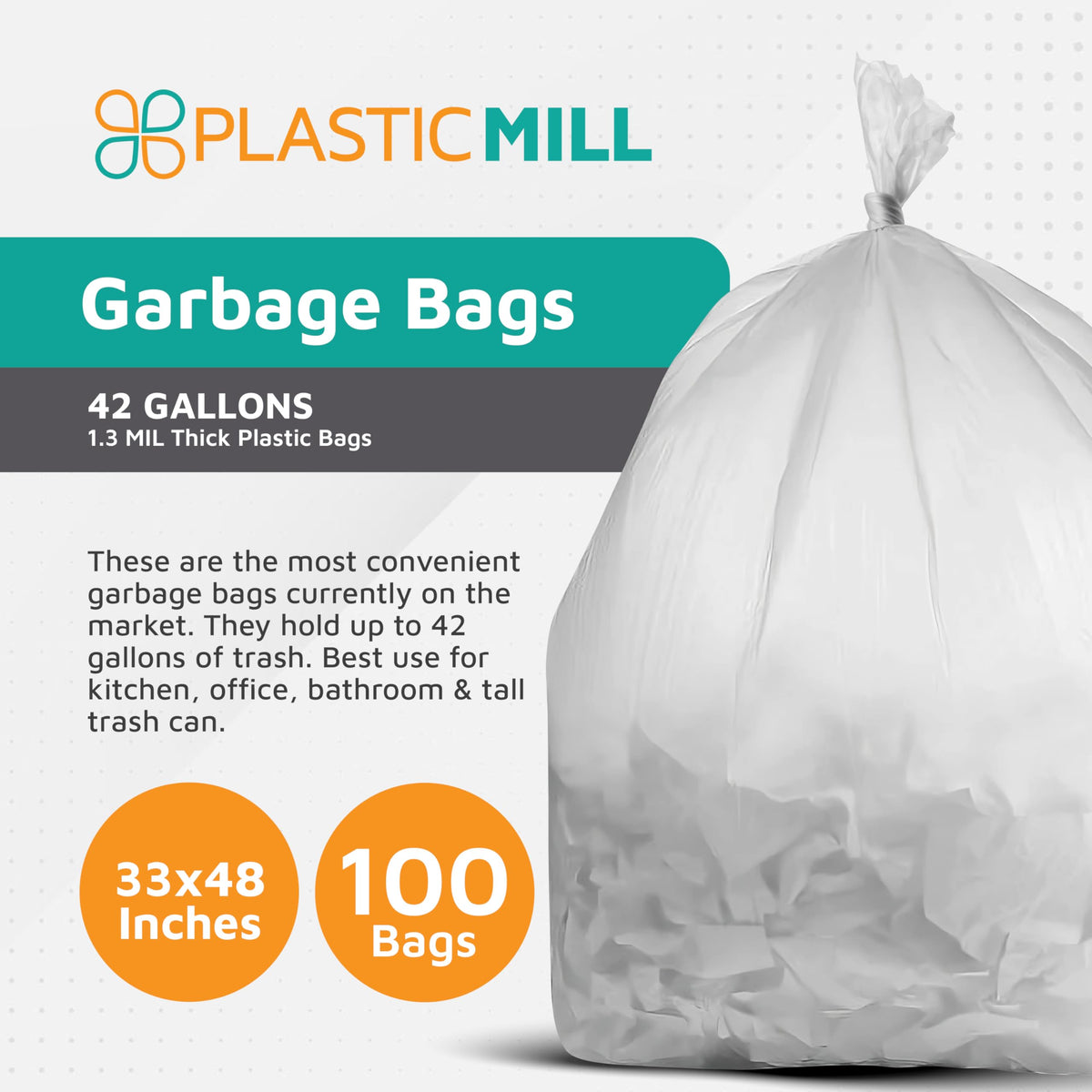 42-Gallon 3 Mil Clear 100-Count Contractor Bags T586498
