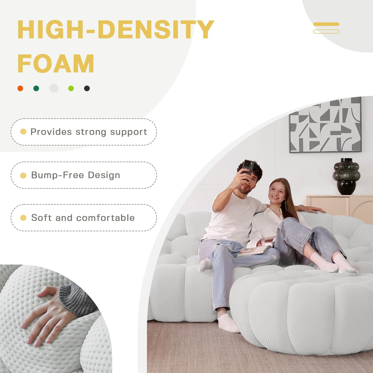 Light Gray Curved Upholstered Sofa F80935