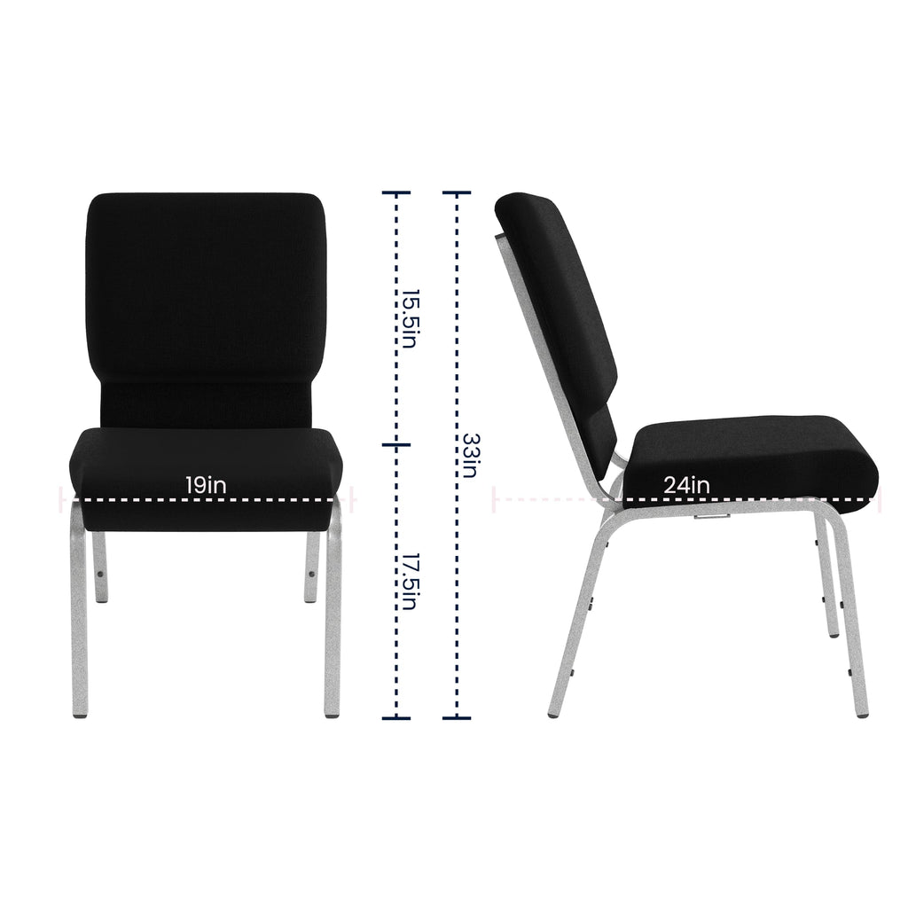 4 Pack Black Fabric Stacking Church Chair B649