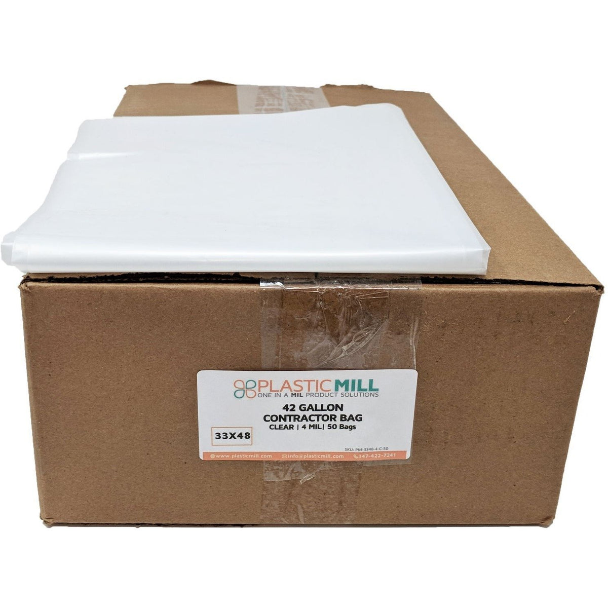 Clear 42-Gallon 4 Mil Contractor Trash Bags P365675