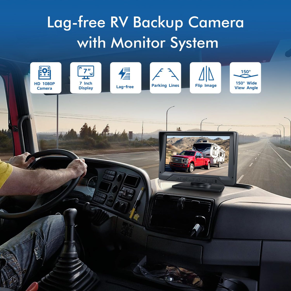 7'' Wired Dual RV Backup Camera System 1080P HD U790
