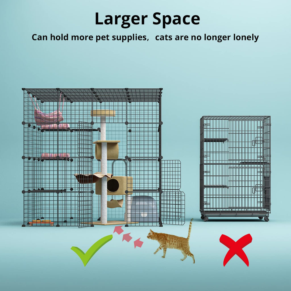 Large Cat Cage Indoor Enclosure Playpen Metal Wire Kennels Crate 55L x 55W x 55H Inchs Q888209